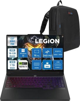 Lenovo Legion Pro 7 Intel Core Ultra 9 275Hx 16Gb Ddr5 1Tb Ssd Windows 11 Pro 12Gb Rtx5070tı 140W 16" Wqxga (2560X1600) Oled 500Nıts 240Hz Taşınabilir Bilgisayar 83F5004qtrp03 + Zetta Çanta