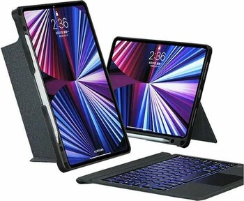 Ipad Uyumlu 10.9 İnç 10.nesil Fuchsia Touch Pad Klavyeli Standlı Kılıf Siyah