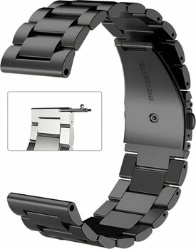 onlinekordon Fossil Fs4656 Uyumlu 22mm Siyah Renk Paslanmaz Çelik Akıllı Pimli Saat Kordonu Kayışı