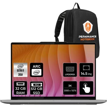 Lenovo Yoga Pro 7 Intel Core Ultra 9 285H 32GB 512GB SSD 14.5" 3k OLED 1000NITS 120Hz Multi-Touch Fdos Taşınabilir Bilgisayar & Per4 Çanta 83KF002S...