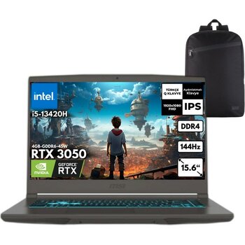 MSI Msı Thin 15 I5-13420H 16GB 512 GB RTX3050(4GB-GDDR6-45W) 15.6" Fhd Freedos + Hmf Sırt Çantası B13UC-3074XTRHMF16 - 16 GB