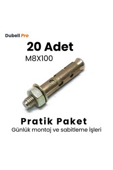 Dubell Pro Gömlekli Çelik Dübel M8x100 (20 Adet) - Pratik Paket Günlük Montaj ve Sabitleme İşleri