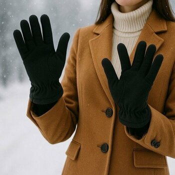 Kadın Polar Kışlık Eldiven - Yumuşak, Sıcak Tutan, Soğuk Geçirmez Termal Eldiven - Standart - 000-Siyah