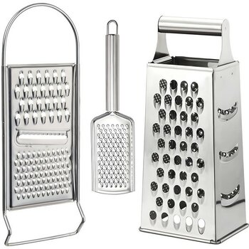 Selenica 3 Parça Paslanmaz Çelik Pratik Rende Seti; Tek Taraflı Rende, El Rendesi, Dörtgen Rende