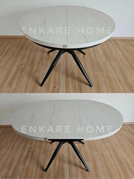 Enkare Oliva Yuvarlak Açılabilir Masa 100x100 - 100x140 | Mutfak Ve Salon Masası MDF