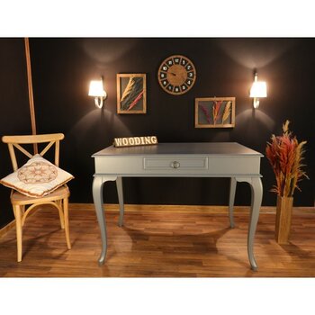 Wooding Mobilya 100X60 cm Çekmeceli Masif Lake Ceviz Çalışma Masası - 100 x 60 Cm - Gri