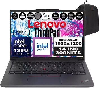 Lenovo Thinkpad E14 Gen6 Intel Core Ultra 5 125U 96GB 512GB SSD Intel® Aı Boost 14" Wuxga IPS Freedos Taşınabilir Bilgisayar 21M7002PTXF31 + Zetta Çanta