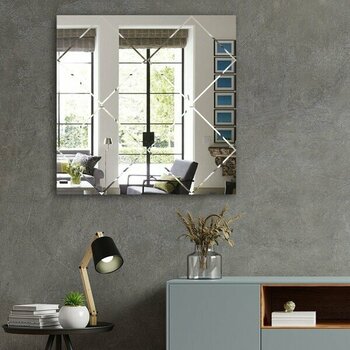 Decorita Ayna | Düz Ayna | Baklava Kanallı - Kare Ayna | 60cm x 60cm - Renkli - 60 x 60 cm