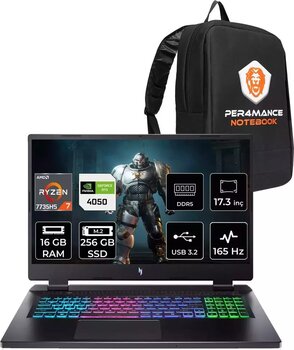 Acer Nitro 17 R7 7735Hs 16Gb 256Gb Ssd Rtx4050/6Gb 140W 17.3'' Fhd 165Hz Fdos Gaming Laptop & Çanta