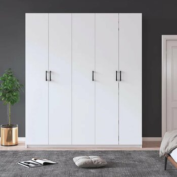 %100 Mdflam 5 Kapaklı 150cm Gardrop G-09 Beyaz