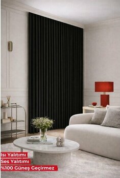 Fluiana Siyah Blackout Karartma PERDE|%100 Karartma Sağlayan Yalıtım Özellikli Perde Pilesiz - 250 x 280 cm