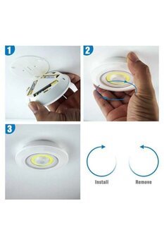 Ledim 3'lü Pilli Led Spot Lamba Yapışkanlı Uzaktan Kumandalı Dolapiçi