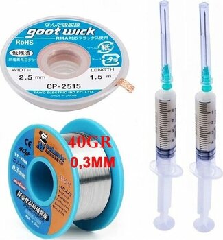 Dörtlü Set Flux,lehim Emme Fitili 2,5mm Ve Mechanic Lehim Teli 40gr 0,3mm X03