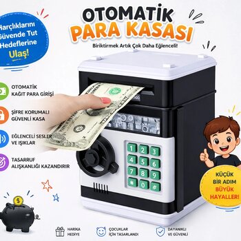 Akıllı Şifreli Kumbara – Otomatik Para Girişli, Sesli Ve Işıklı Çocuk Para Kasası