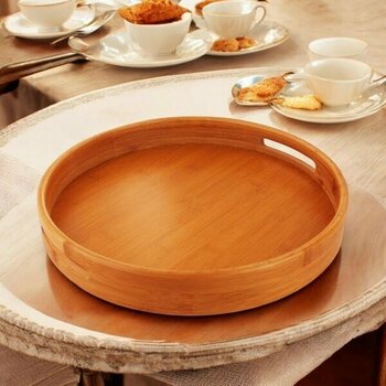 Yuvarlak Bambu Tepsi 30 Cm, Bambu Daire Tepsi, Bambu Sunum Tepsi