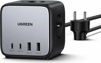 Ugreen Diginest Cube USB-C, USB-A, AC soketler Hızlı Şarj 65 W Güç Şeridi