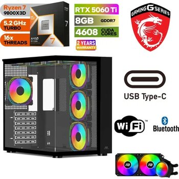MSI Gaming Pc Ddr5 – Rtx 5060Tİ 8gb – Ryzen 7 9800X3D – 32GB - 64GB Ddr5 Ram – 1 Tb M.2 SSD – Sıvı Sogutmalı - Windows 11 Pro – Masaüstü Bilgisayar