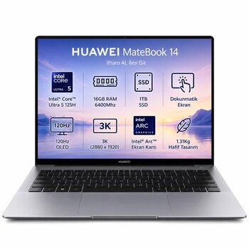 Huawei Matebook 14 Intel Core Ultra 5 125H 16Gb 1Tb Ssd 14.2" Fhd+ 2.8K (2880 X 1920) Oled 120Hz Freedos Taşınabilir Bilgisayar
