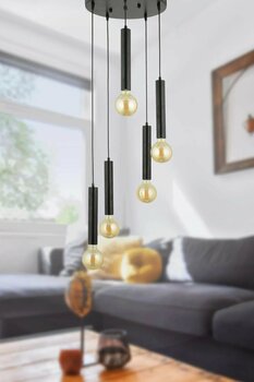 Apliqa Elisa 5Li Yuvarlak Siyah Modern Genç Odası Mutfak Salon Sarkıt Avize