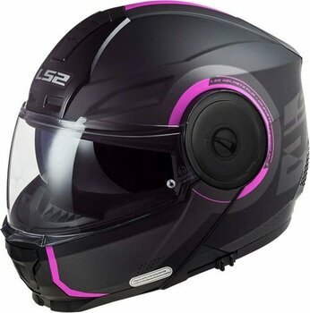 Ls2 Scope 2 Arch Mat Tıtanıum-Pembe Çene Açılır Kask - S - Siyah - Pembe