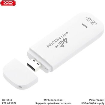 Xo 4G LTE Taşınabilir USB Wifi Modem ve Mobil İnternet Paylaştırıcı (CF19) - Beyaz