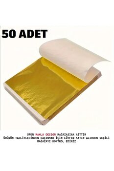 MAHLA Altın Yaprak,altın Varak 50 Adet 9x9cm - Mobilya Hobi Epoksi Reçine - Dıy - Kendin Yap