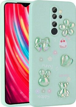 Xiaomi Redmi Note 8 Pro Kılıf Kabartma Figürlü Parlak Zore Toys Silikon Kapak Açik Yeşi̇l