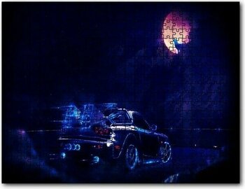 Cakapuzzle Dolunay Kurt ve Spor Araba Neon Işıklı 255 Parça Puzzle