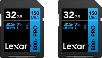 Lexar 800X Pro SDHC Hafıza Kartı 32GB 150MB/s UHS-I V10 Suya Dayanıklı 2'li Paket