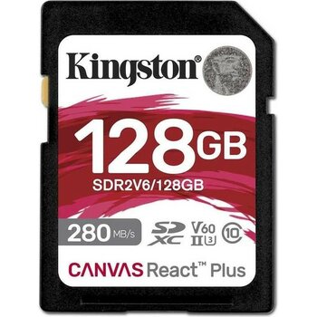 Kingston Sdr2V6-128Gb Canvas React Plus Sdxc Uhs-İi 280R-100W U3 V60 For Full Hd-4K Sd Hafıza Kartı - Yok