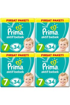Prima Bebek Bezi 7 Beden-numara 15+ kg 34 Lü 4 Paket 136 Adet