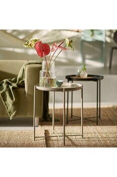 IKEA tepsili sehpa, koyu gri-bej, 45x53 cm