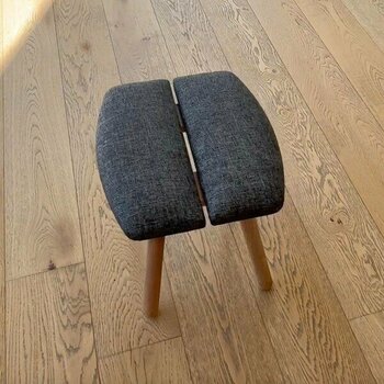 Unboxdeco Almond Puf Tabure - Masif Kayın Ahşap Ayaklı  Antrasit