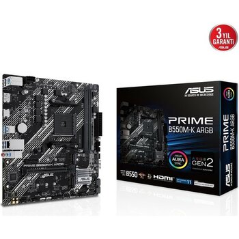 ASUS PRIME B550M-K ARGB B550 2xDDR4 DP/HDMI 2xM.2 AM4 ANAKART