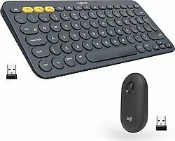 Logitech K380 Bluetooth Klavye 920-007586 + M350 Pebble Kablosuz Mouse 910-005718 (Siyah)