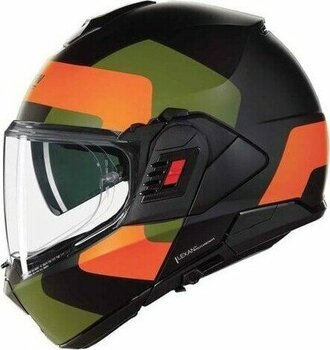 Nolan N120-1 Omocromo 345 Çene Açılır Kask - Siyah - Yeşil - Turuncu - M