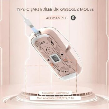 Huawei Matepad 12 X Uyumlu Şeffaf Tasarım Sessiz Kablosuz Mouse Diğer Pembe