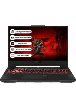 Asus Tuf Gaming A15 FA507NVR-LP030 Amd Ryzen 7 7435HS 16 GB 512 GB SSD Rtx 4060-140WATT 144 Hz Freedos 15.6" Fhd Taşınabilir Bilgisayar