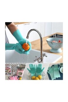 Eviniz İçin Herşey Silikon Bulaşık Eldiveni Pratik Bulaşık Eldiveni Süngerli Bulaşık Eldiveni 2 Adet