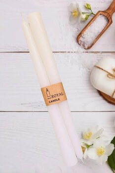 ROYAL MUM Şamdan Mum - Beyaz Renk - 2 Adet