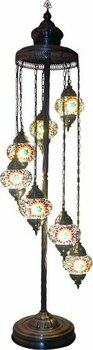 Demmex 7'li Otantik Lambader Ayaklı Mozaik Lamba Gece Dekor Köşe Lambası