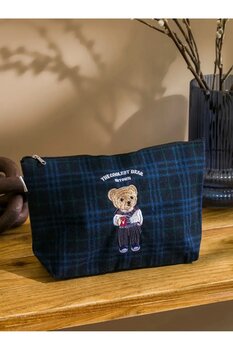 LC Waikiki LCW HOME Lacivert Ayı Teddy Nakışlı Makyaj Çantası