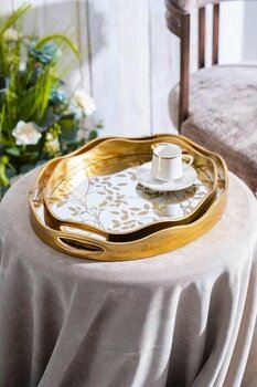 Acar Arlo Gold 43.5 x 37.5 cm Cam Tepsi