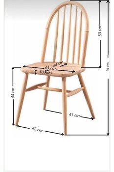Onehome Amerikan Sandalye Ham Cilasız Ham Ahşap 2 Adet