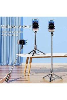 gaman Pro K8 Selfie Çubuğu -130 Cm Uzaktan Kumandalı Genişletilebilir Selfie Çubuğu ve Tripod 2 In 1 Stick