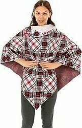 Vıshenka Kadın Kalın Panço-Ekose Beyaz