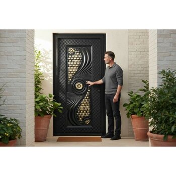 Gündüz Demir Sac Kapı - Siyah - 100X200 ÇİF SAC DEMİR KAPI İÇE SOL AÇILIM 20KG