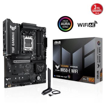 Asus Tuf Gaming B850-E Wifi, 4xddr5, 3x M.2, Hdmi, Dp, Type-C, Wi-Fi 6e, Bluetooth V5.3, Am5 Soket Gaming Anakart