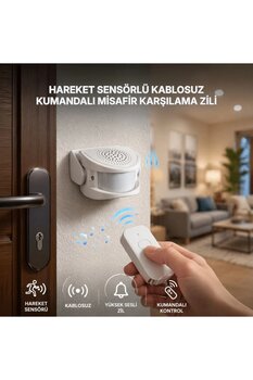 MultiZone Hareket Sensörlü Kablosuz Kapı Zili Alarmı Kumandalı Karşılama Güvenlik Sistemi