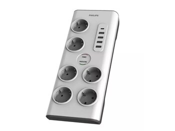 Philips Spn7060Wa/62 6'Lı 900J 2 M 1 X Type C Akım Korumalı Ve 5 Usb Girişli Prız Beyaz